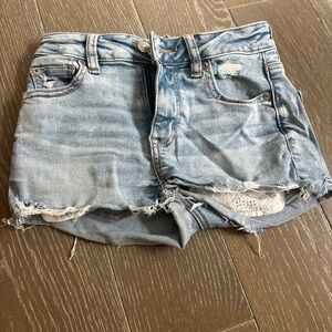 American Eagle Outfitters Light Blue Distressed Jean Shorts